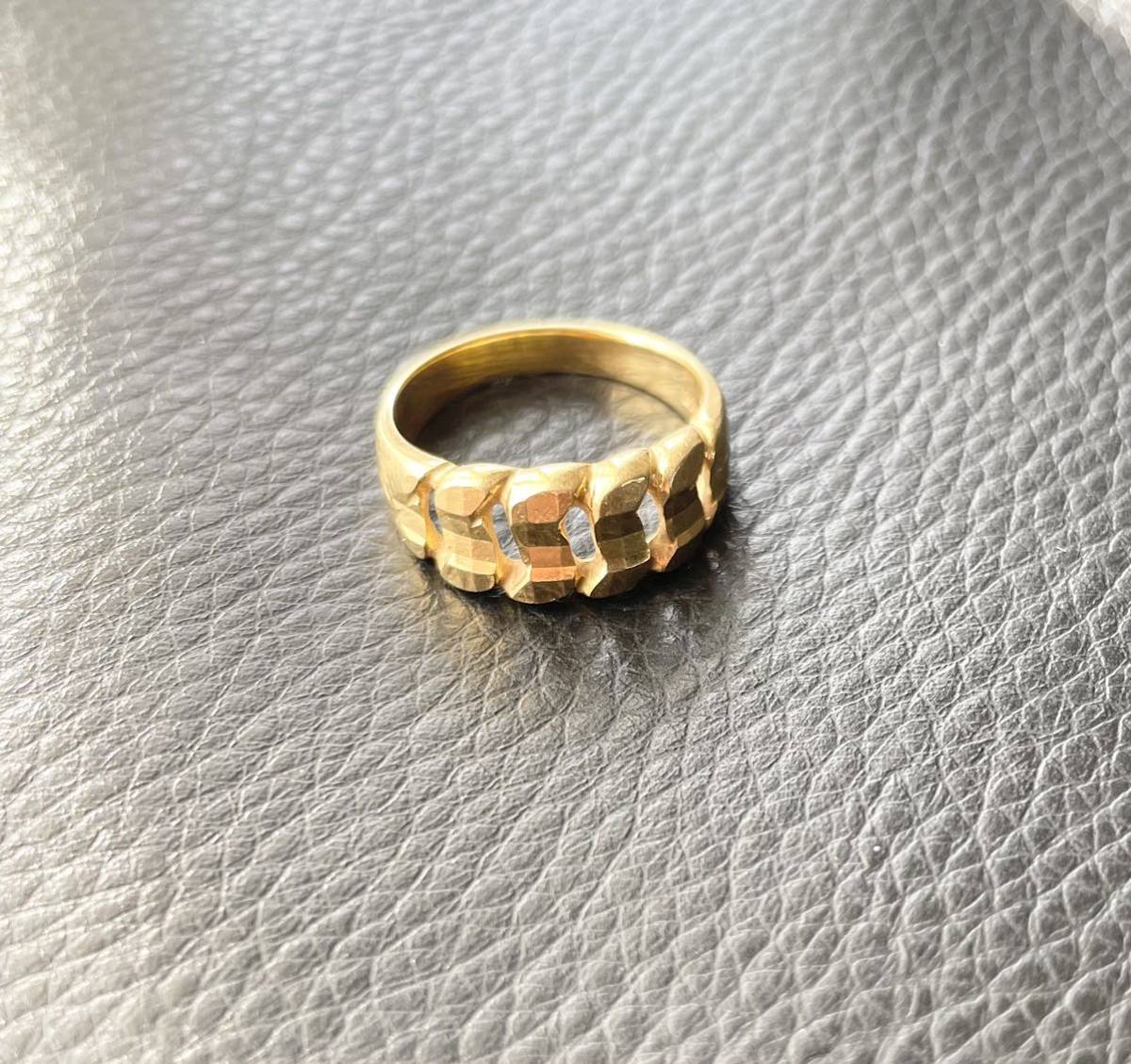 超可爱 チェーン風 ゴールド 指輪 18K 18金 喜平風 イエローゴールド