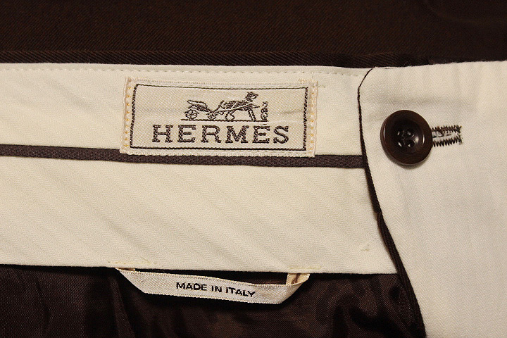 HERMES エルメス コットン スラックスパンツ size 42 ブラウン メンズ イタリア製_画像4