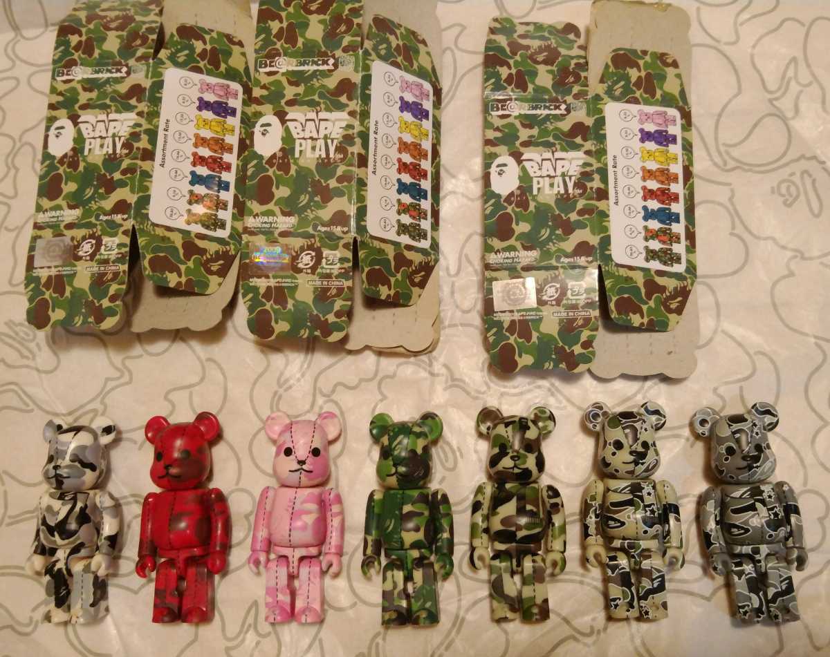 送料無料 7種 ベイプカモ100% ベアブリック BAPEPLAY SERIES シリーズ