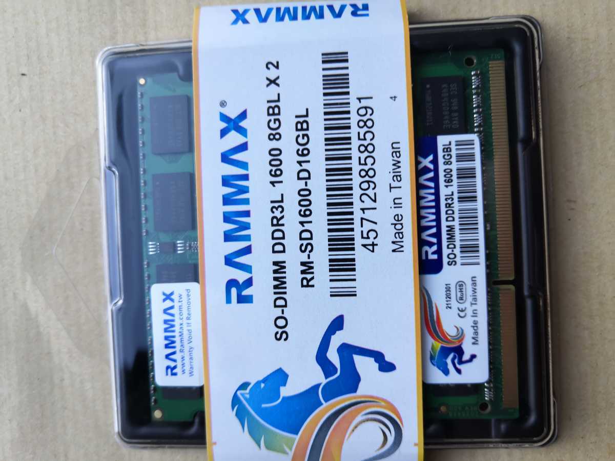 RAMMAX DDR3L-1600 8GB×2 計16GB ノートPC用メモリー DDR3 PC3-12800L
