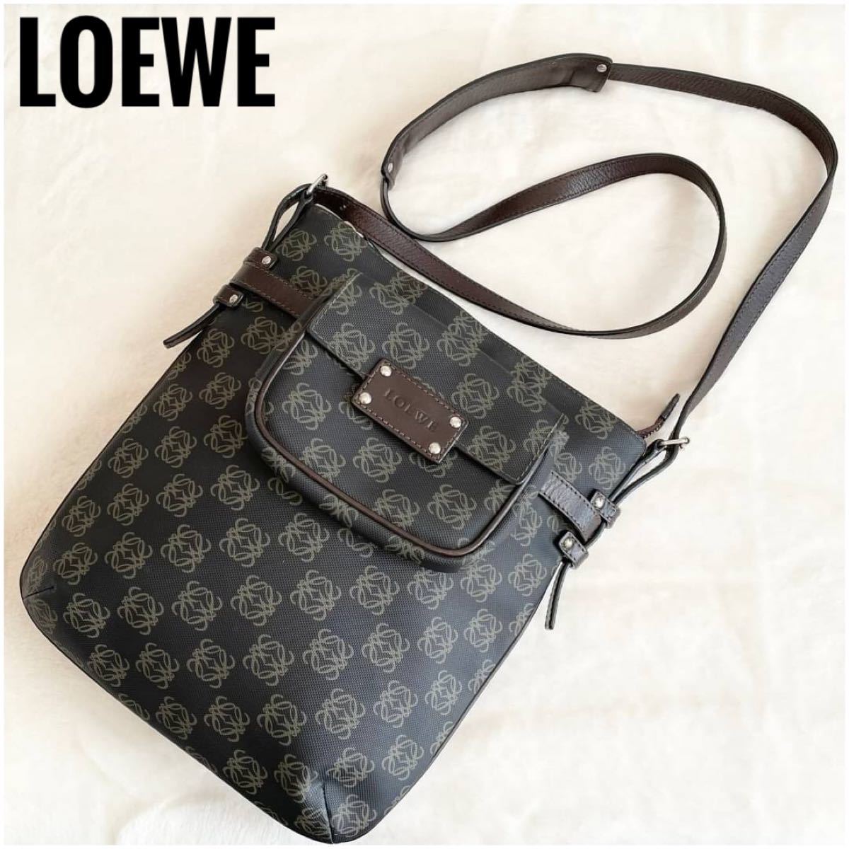 LOEWE/ロエベ●リピートアナグラム/アマソナ●2way/総柄/ロゴ型押し●レザー/ブラック/ブラウン●ショルダーバッグ/ポーチ