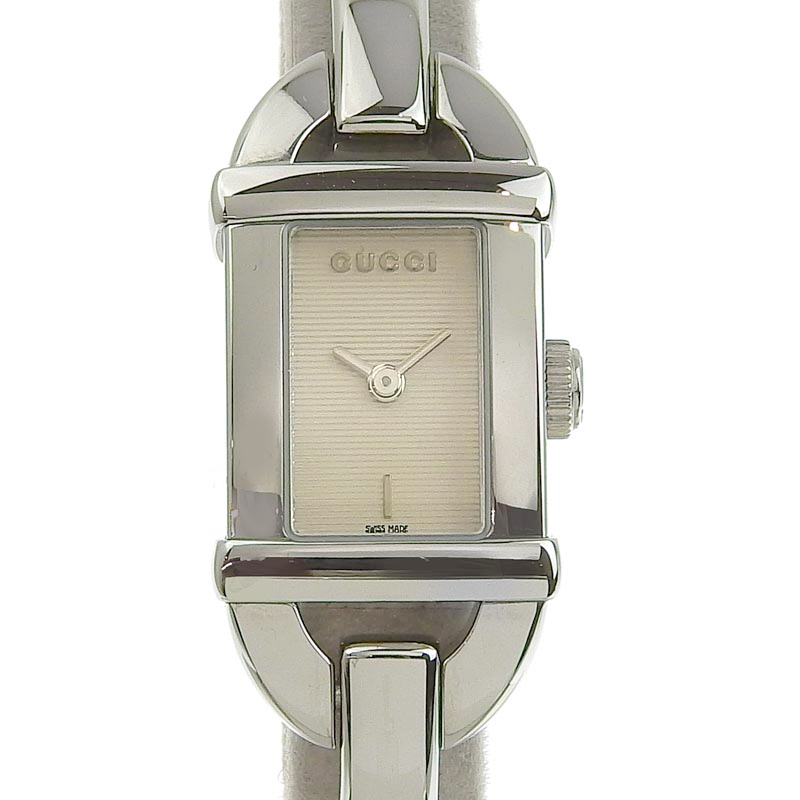 グッチ GUCCI バンブー バングル レディース クォーツ 腕時計 SS ホワイト文字盤 6800L 中古 新入荷 GU0368