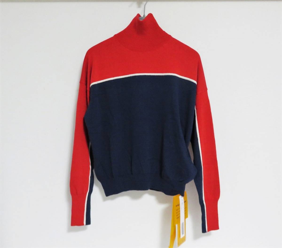 定価3.9万 新品 MAISON EUREKA stripe high neck sweater レッド ...