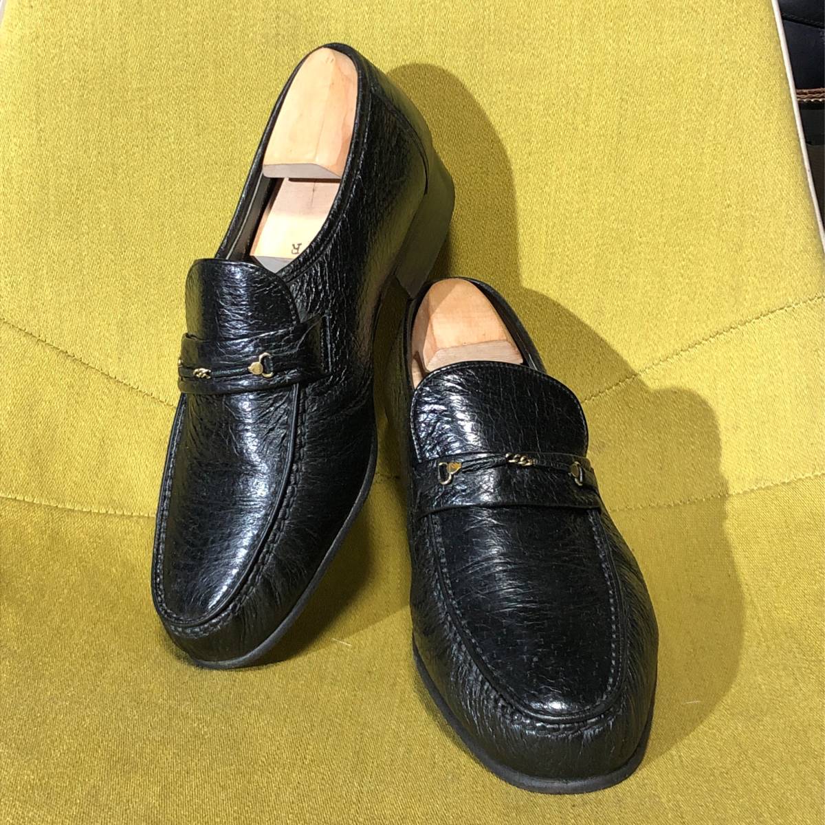 美品 BALLY バリー ペッカリーレザー ヴァンプローファー スイス製 6.5 レザービジネスシューズ 24.5 25.0相当_画像1