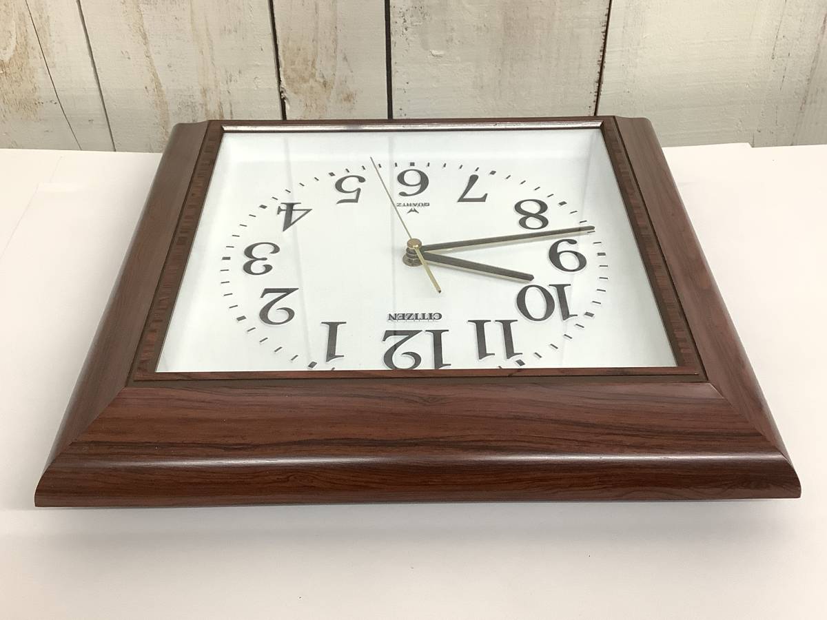 昭和レトロ 当時物「CITIZEN シチズン ウッドライク リズムクオーツ 掛時計 クロック 水晶 作動確認済」約38×35×7.5cm_画像6