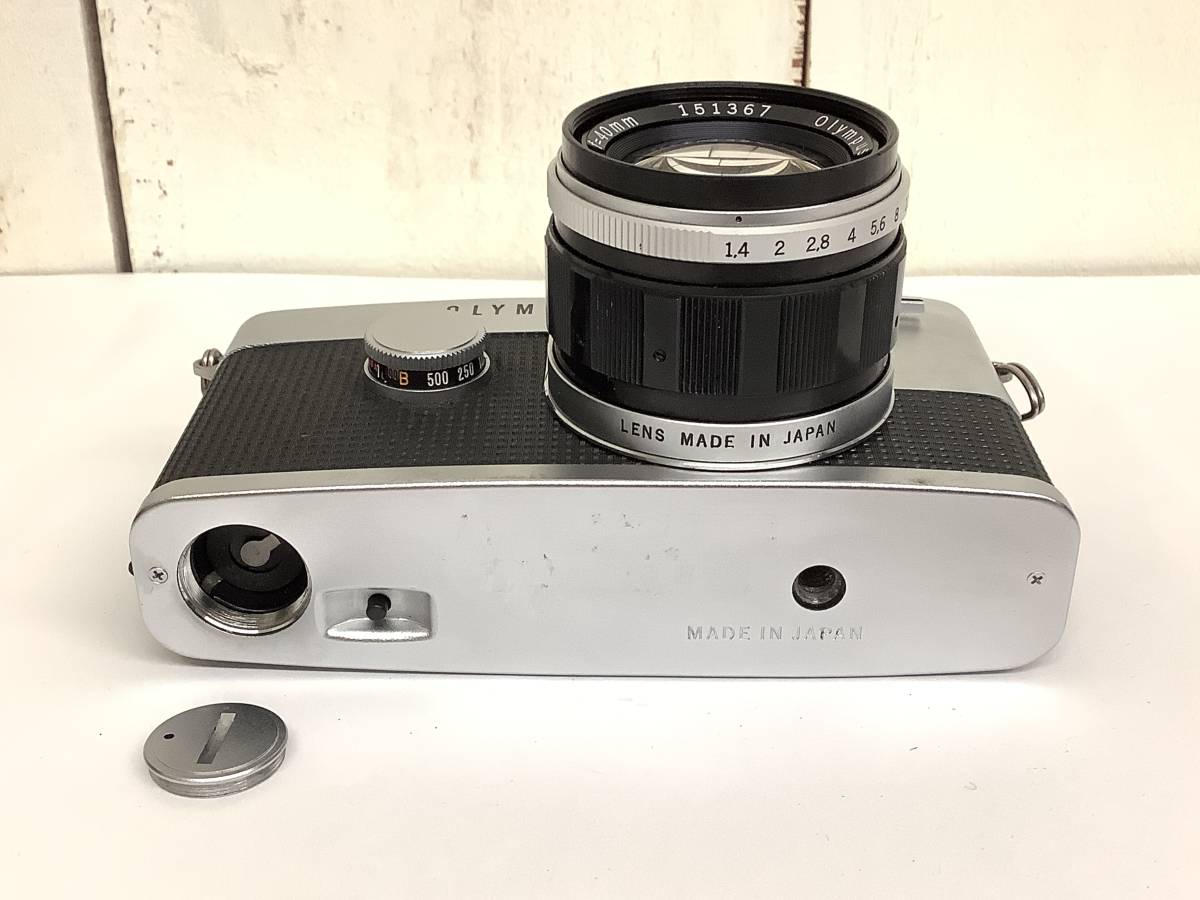 昭和レトロ 当時物「オリンパス OLYMPUS PEN-F ペンエフ F.Zuiko Auto-S 1 1.4/40mm ケース・レンズキャップ付」  カメラ女子 ハーフサイズ