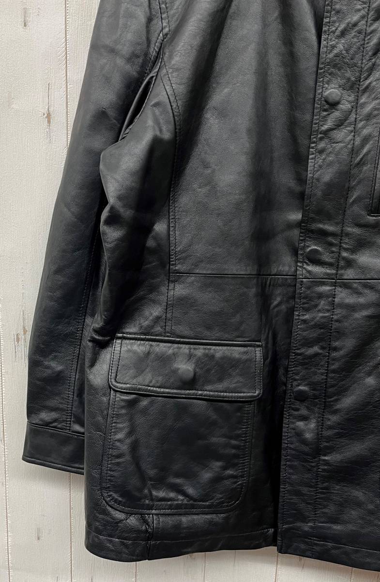 PLAYBOY Play Boy VIP * high‐necked ratio wing leather original leather sheep leather * jacket coat *M size * black * Schic men's soft . leather quality 