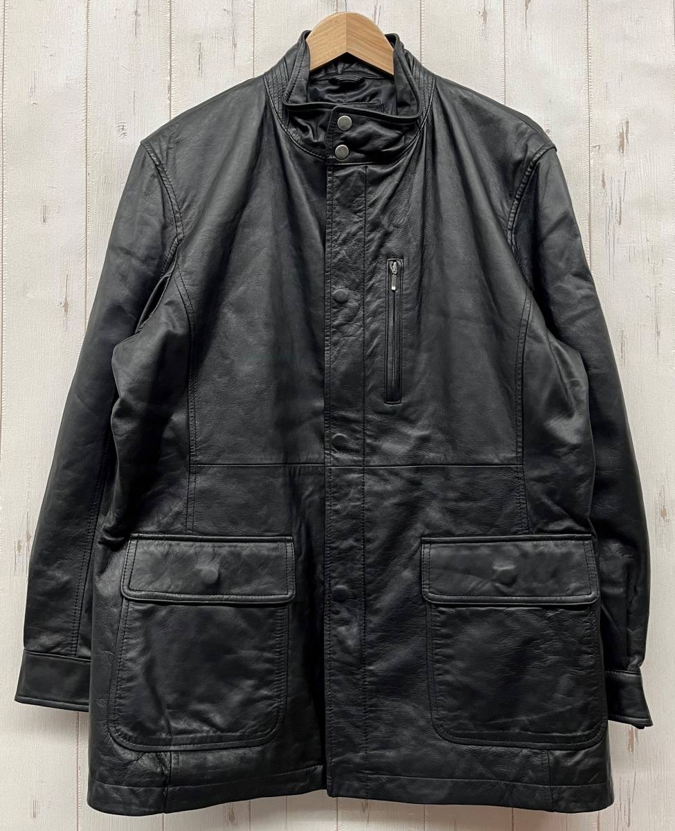 PLAYBOY Play Boy VIP * high‐necked ratio wing leather original leather sheep leather * jacket coat *M size * black * Schic men's soft . leather quality 