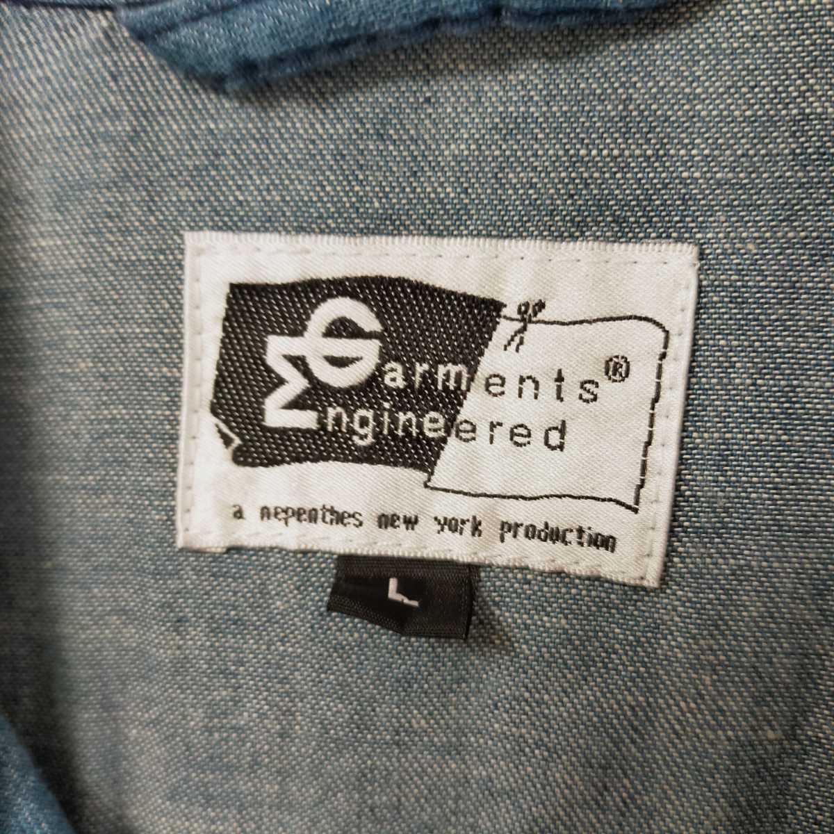 ENGINEERED GARMENTS エンジニアドガーメンツ デニムオールインワン つなぎ ツナギ シャンブレー L インディゴブルー