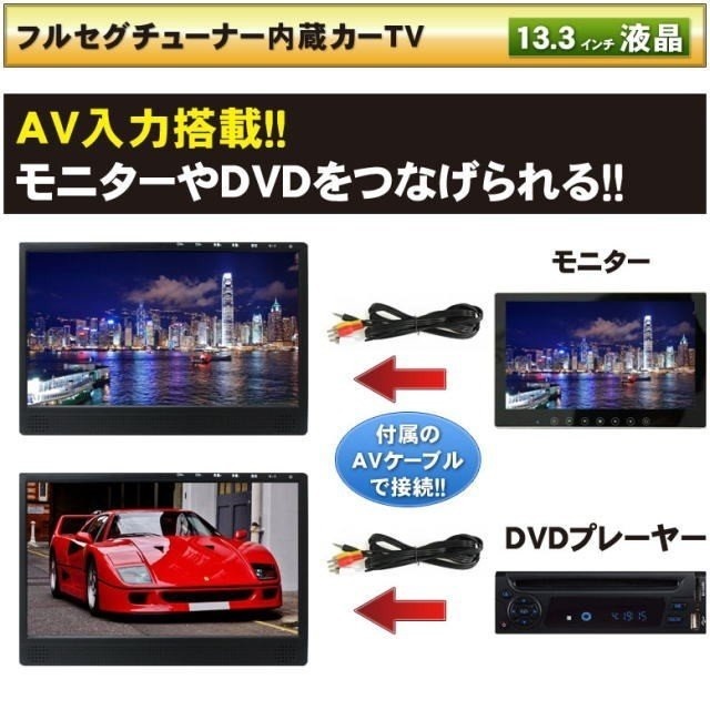 13.3インチ液晶フルセグカーテレビ TV133A 小型ロッドアンテナ仕様