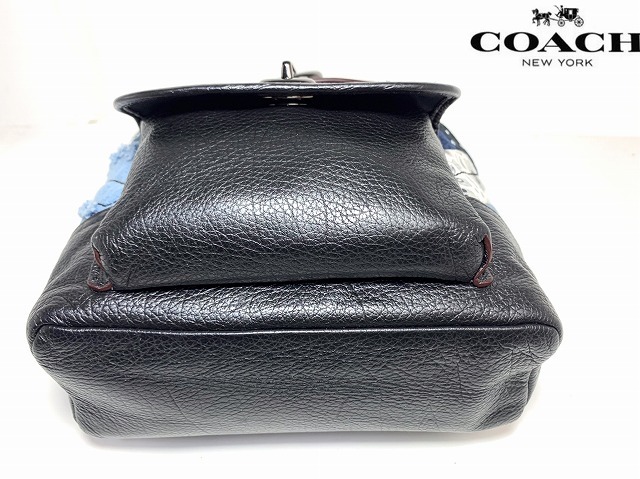  as good as new * complete sale model * Coach COACH Denim Mini Turn lock Canyon quilt leather rucksack backpack *37743