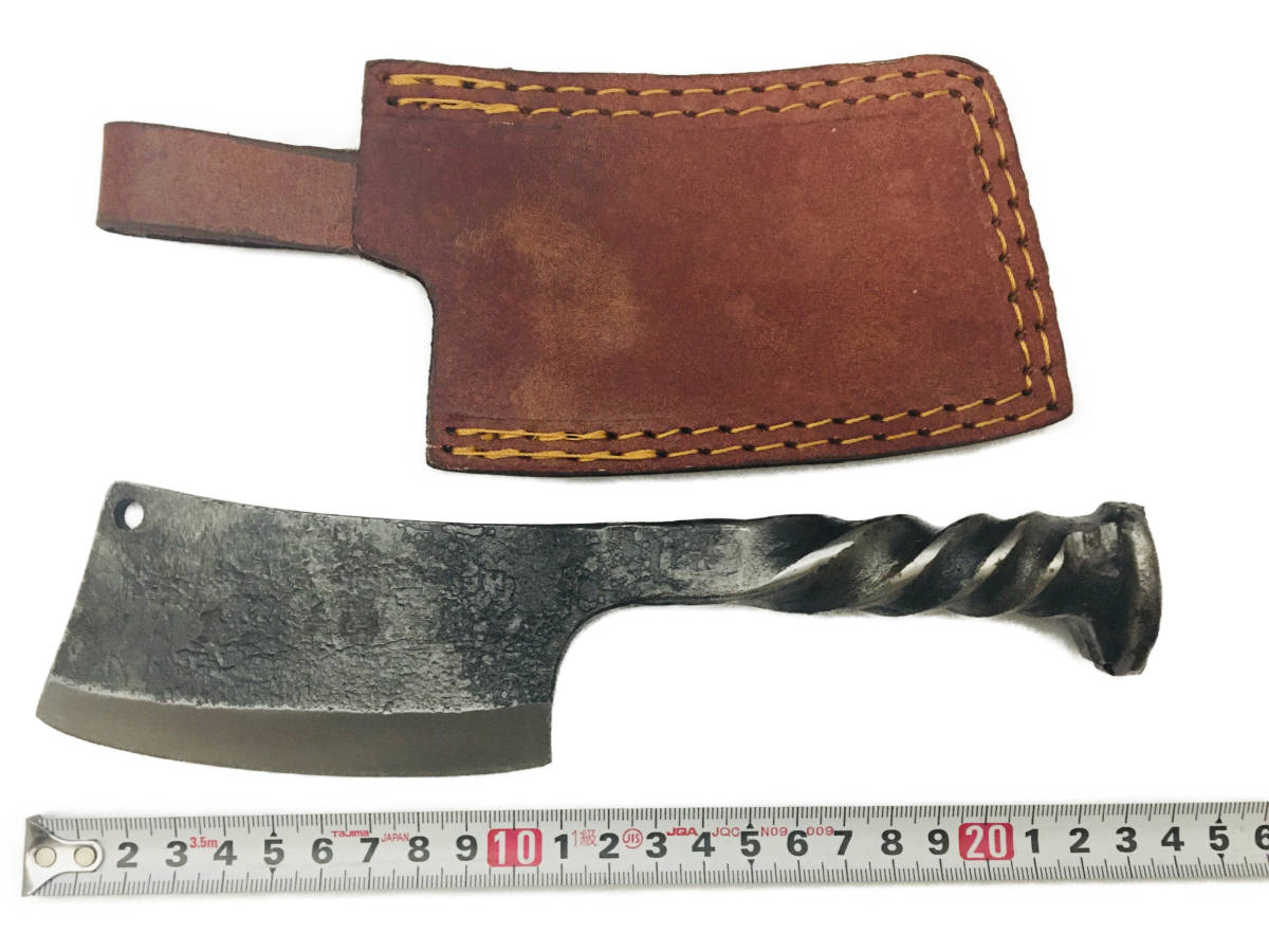 犬釘ナイフ　シースナイフ　鉈　革製シース付き　#4416　( 斧 サバイバルナイフ キャンプ アウトドア )
