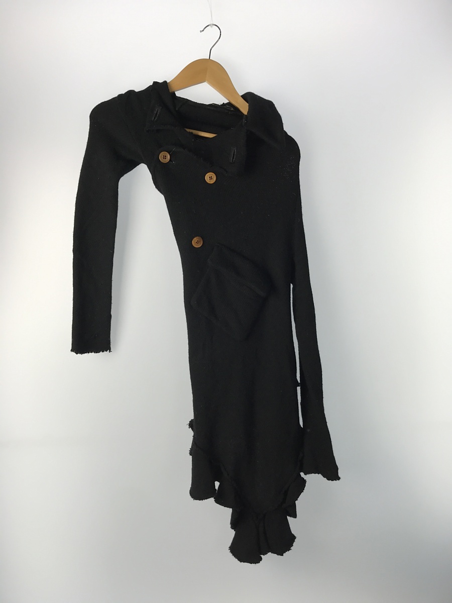 COMME des GARCONS◇02AW/捻じれニットコート/コート/S/ウール/BLK/GG