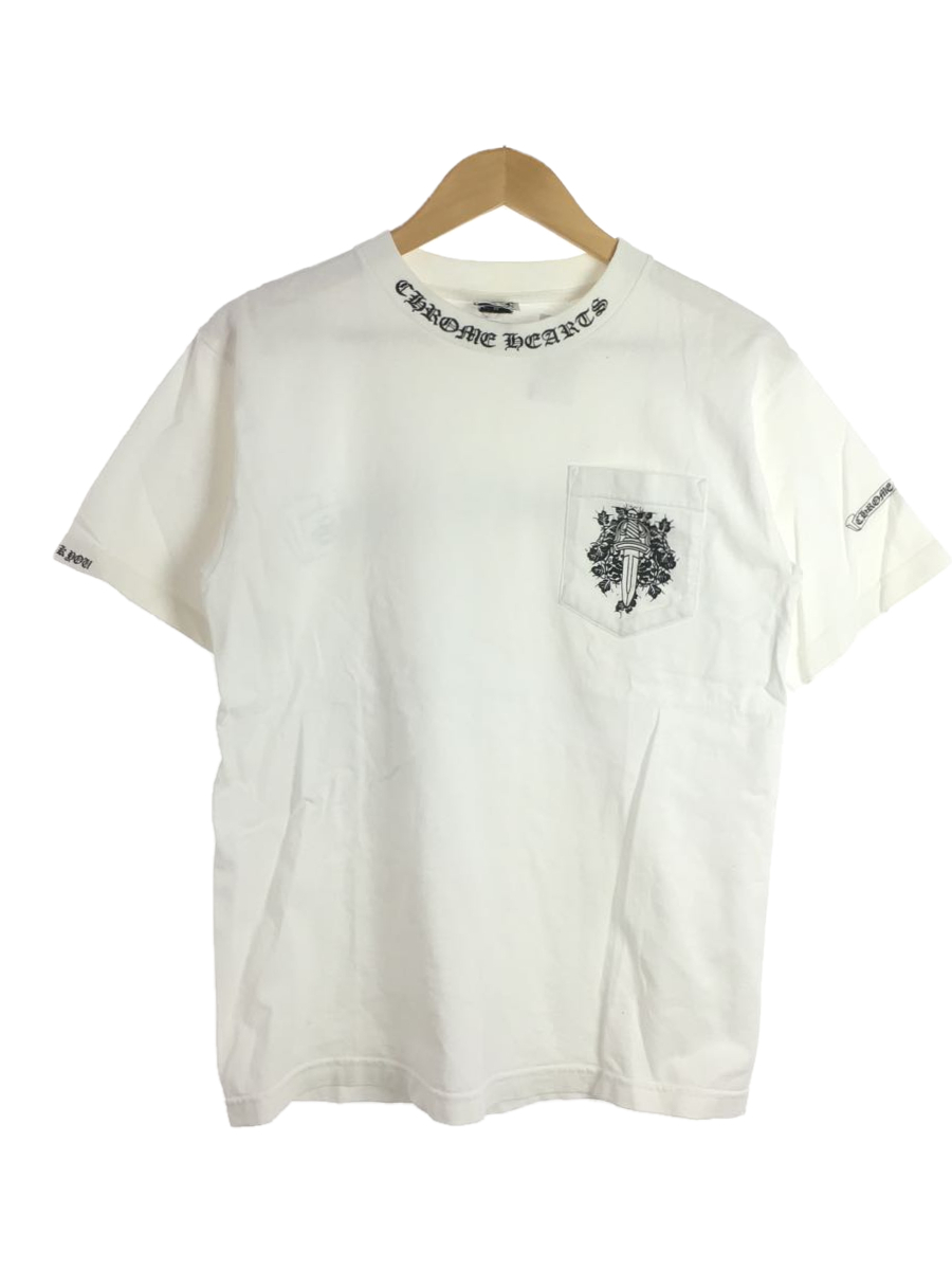 CHROME HEARTS◇ダガー ポケットTシャツ/Tシャツ/半袖/M/コットン/WHT
