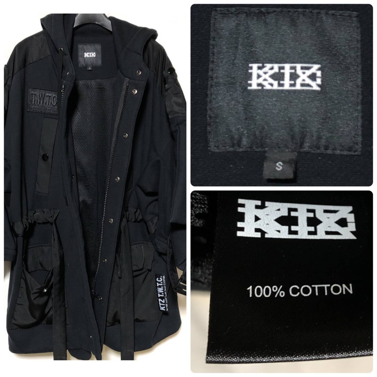 KTZ ワイドスリーブ フード付きコート S/Kokon to zai ココントーザイ レア品！_画像4