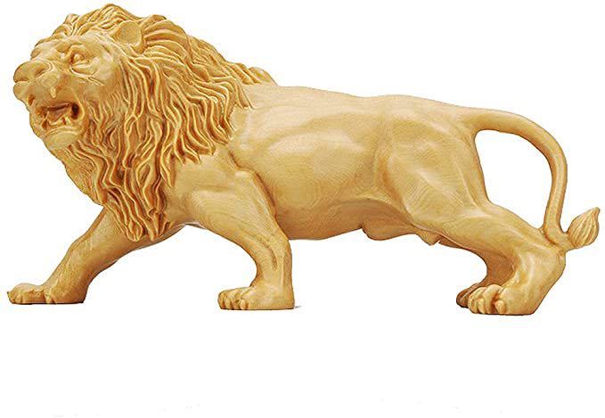 置物 ライオン かっこいい 動物 お洒落 彫刻 木製 インテリア 動物の置物 ペット 百獣の王 最強 開運 金運上昇 厄除け 人気 高級感