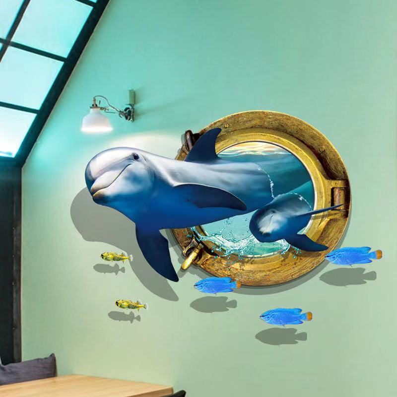 （NO.323）DIY剥がせる飾り壁紙ウォールステッカー綺麗な仕上り イルカ