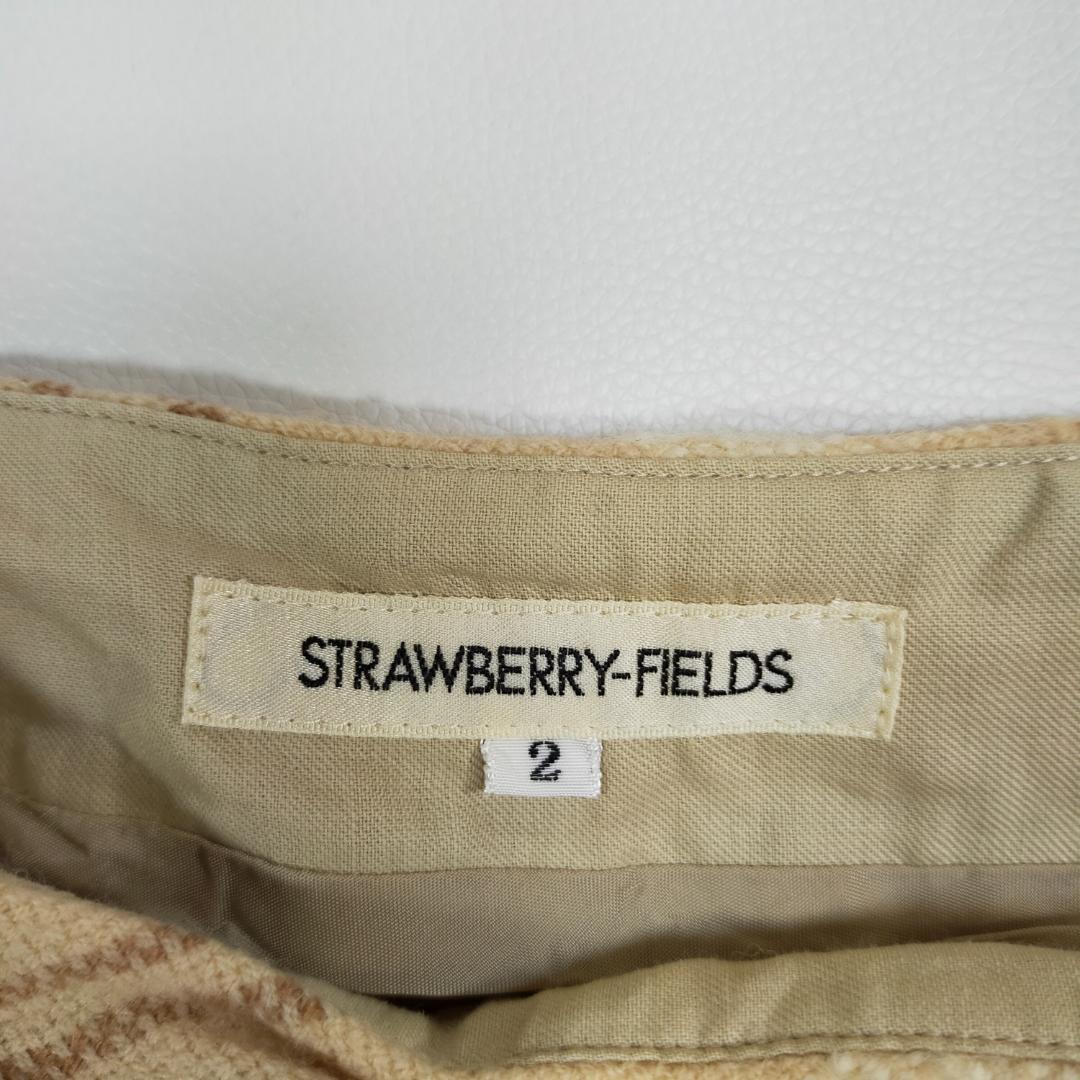 STRAWBERRY-FIELDS ストロベリーフィールズ スカート サイズ2 M ベージュ ミディ 斜めストライプ 3768_画像6