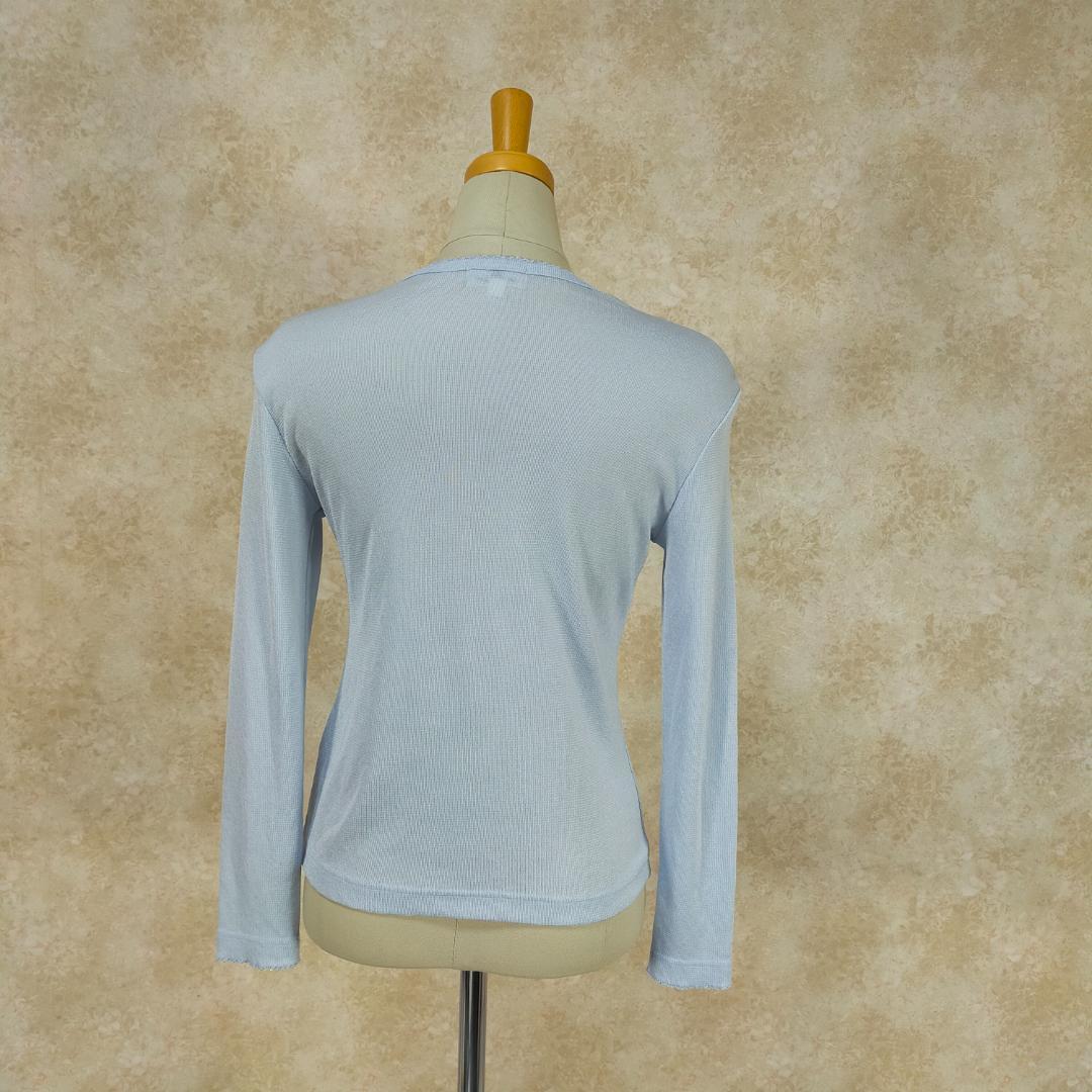 courreges Courreges cardigan size 7R S light blue frill lovely simple long sleeve 3808