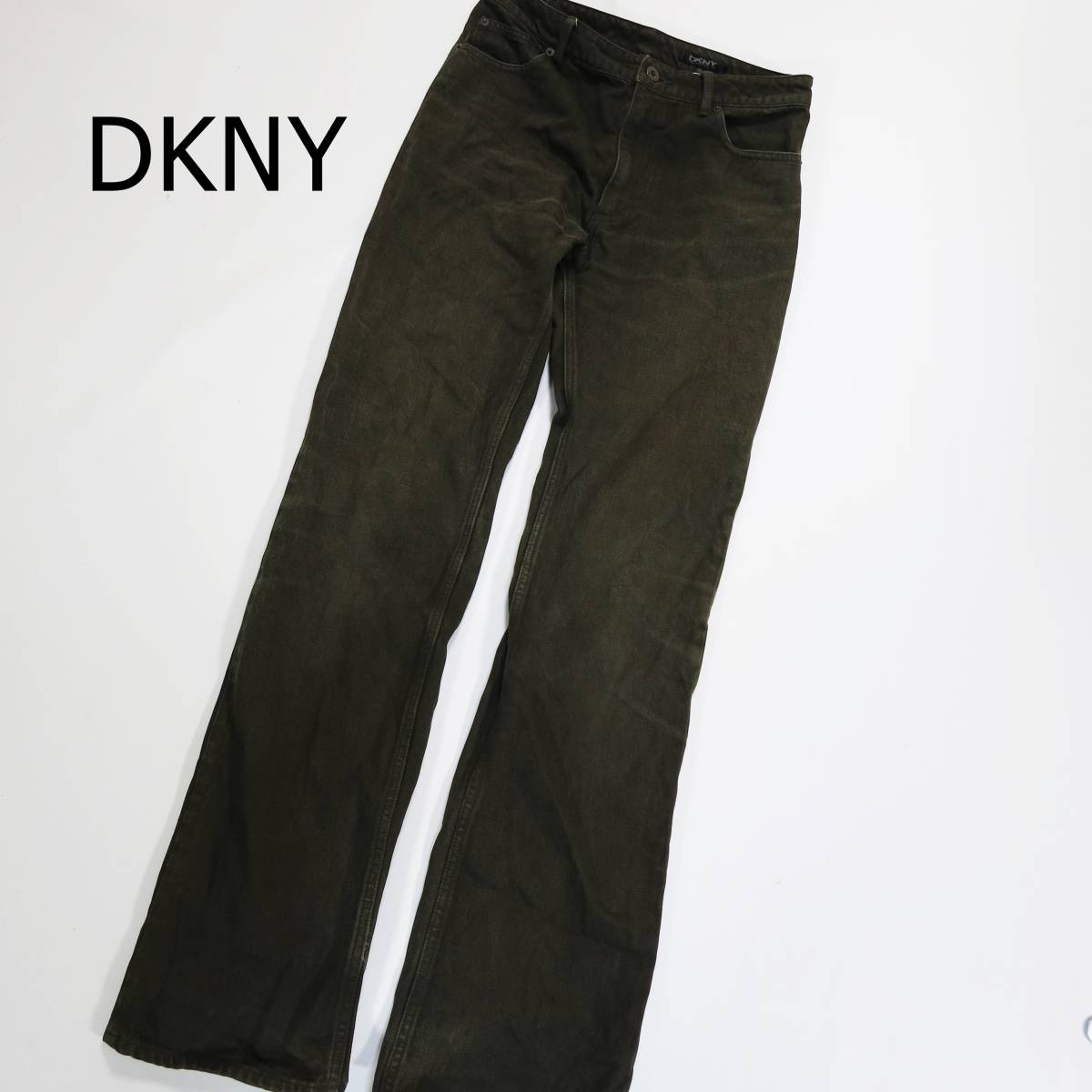 DKNY ダナキャランニューヨーク カジュアルパンツ 28インチ S 90%OFF カーキ 最大87%OFFクーポン 深緑 ミリタリー ストレート シンプル 長ズボン インディゴ染め
