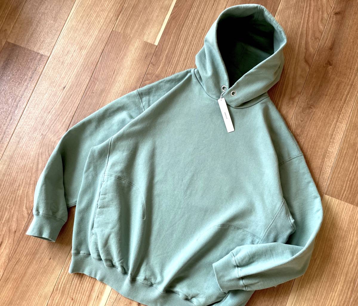 完売★ Sandinista / Side Pocket Hooded Sweatshirt シーム ポケット スウェット パーカー BLUE GREEN / S サイズ サンディニスタ 日本製