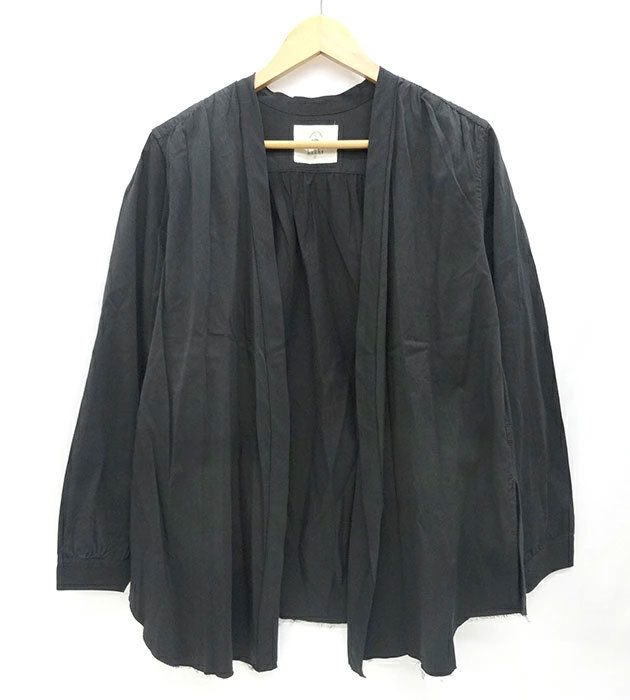 bukht ブフト MONK SHIRT コットンガウンカーディガン FB1213 綿100% 長袖 黒 ブラック サイズ0 ブラウス モンクシャツ