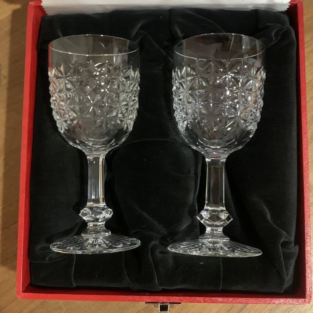 希少 未使用 廃盤 Baccarat バカラ コルベール? ブルゴス? ペア ワイングラス クリスタルグラス ディスプレイ コレクション 送料無料