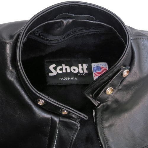 新品特売●ショット 141▼サイズ／38▼ネーキッドカウハイド／レザージャケット▼USA製 SCHOTT▼ブラック／ライダース／バイカーズ▼_画像7