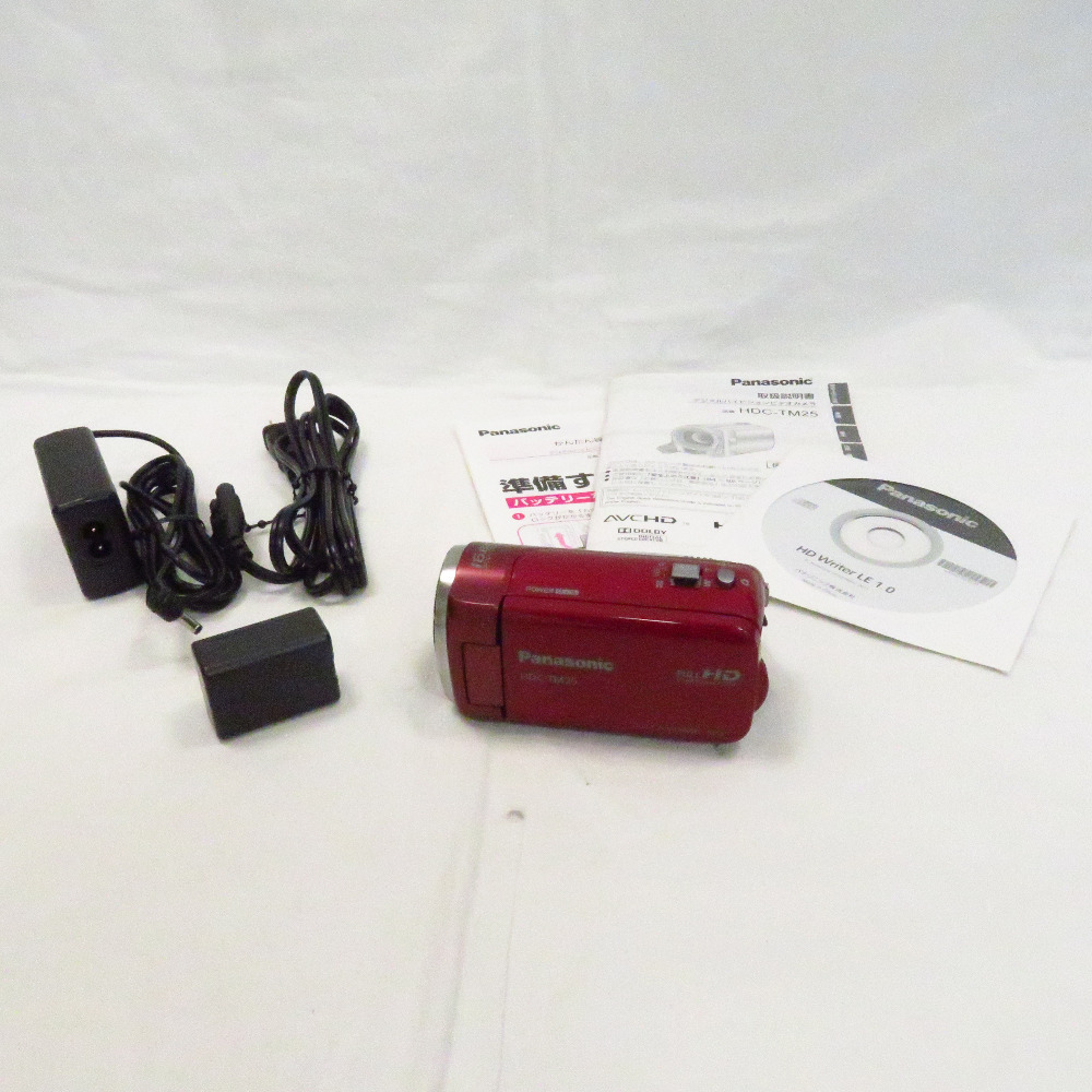 Th904001 パナソニック デジタルハイビジョンビデオカメラ HDC-TM25 レッド 2011年製 Panasonic 中古