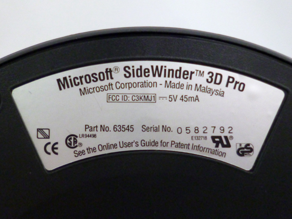 【Microsoft】マイクロソフト SideWinder 3D Pro サイドワインダー ジョイスティック 動作未確認 中古【ジャンク扱い】_画像8