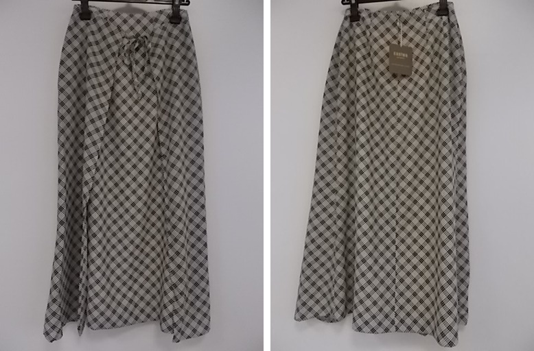  с биркой новый товар женский не использовался can two cantwo Layered способ дизайн длинная юбка белый × чёрный серия проверка 160-82-63-88 BC-2 190814
