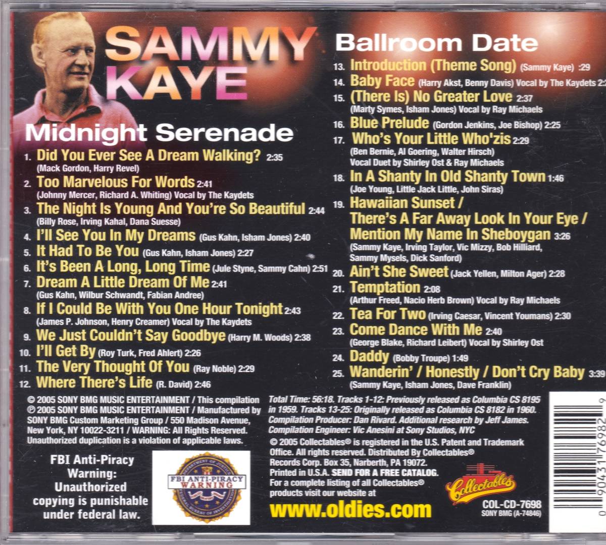 ☆SAMMY KAYE(サミー・ケイ)/Midnight Serenade＆Ballroom Date『59年＆60年発表の珠玉の超大名盤２in１』◆世界初CD化＆廃盤・レア◇_画像2