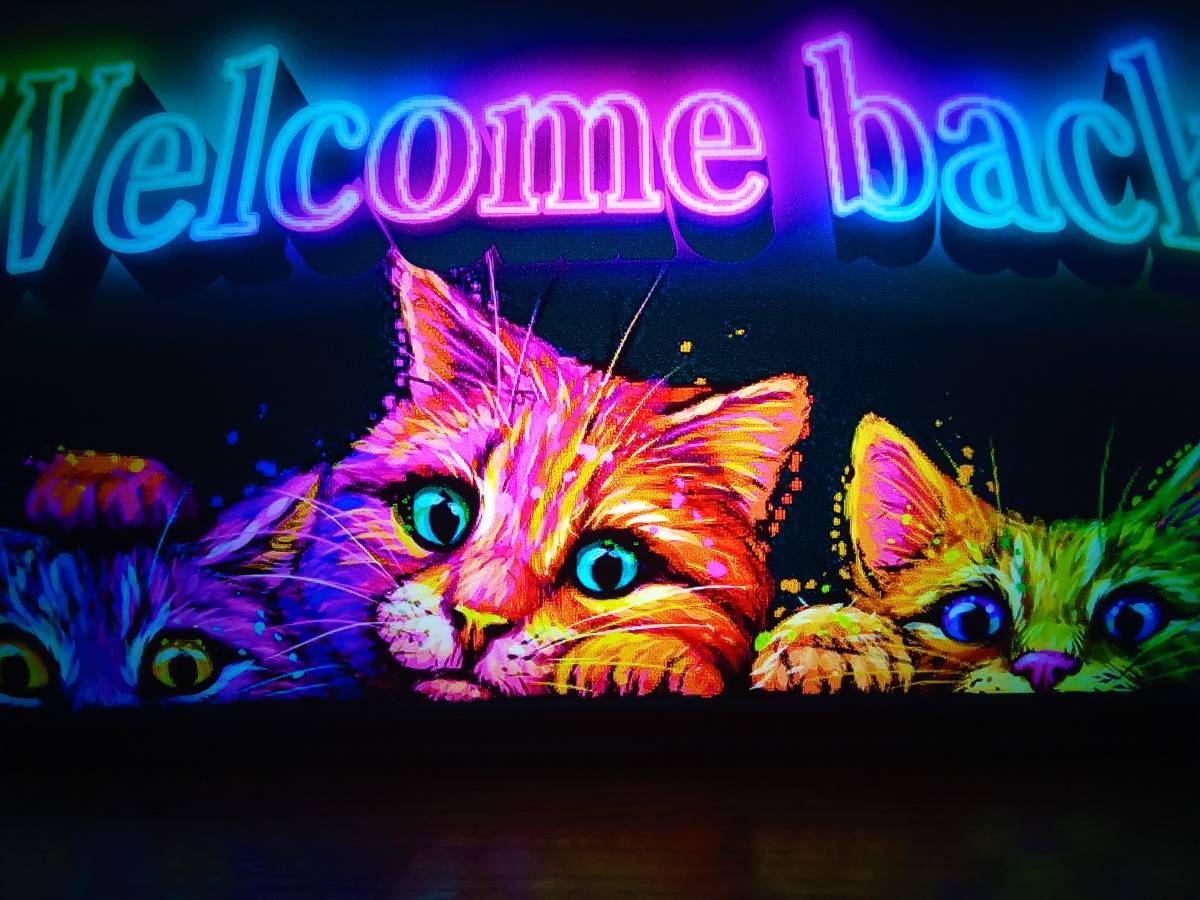 【文字変更・名入れ無料】ねこ 猫ちゃん ネコ CAT キャット おかえり 猫カフェ ランプ 照明 看板 置物 雑貨 ライトBOX 電飾看板 電光看板_画像2