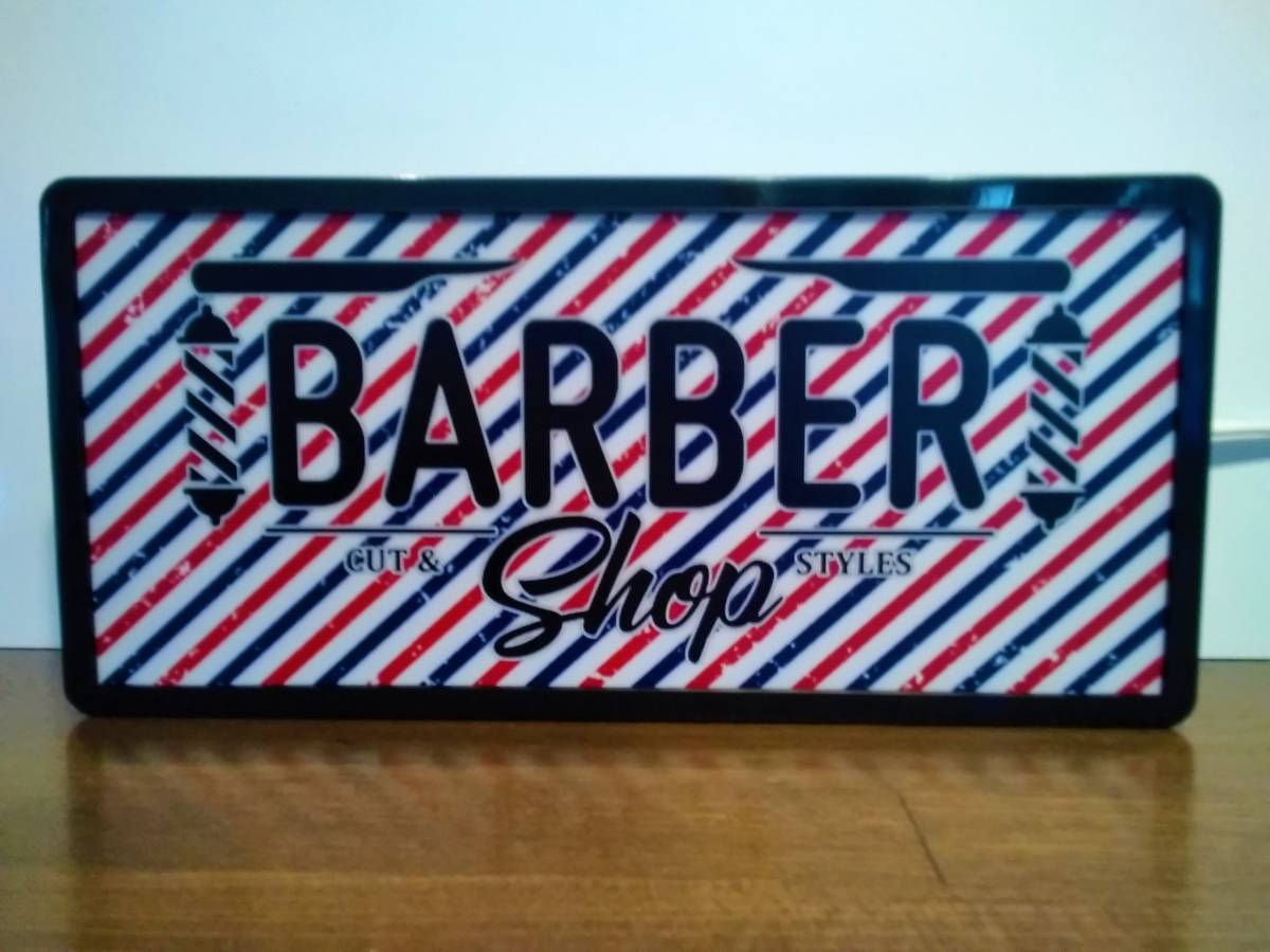 アメリカン バーバー 理容室 ヘアーサロン 床屋さん雑貨 BARBER SHOP カウンター サイン 看板 置物 雑貨 店舗 ビンテージ LED2wayライトBOX_画像3