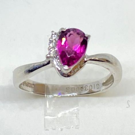 数回 Pt900 天然 ロードライト ガーネット ダイヤ リング G1.03ct D0