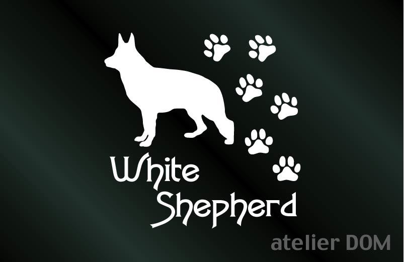 肉球いっぱい 犬のステッカー ホワイトシェパード (Sサイズ) DOG 犬 シール_画像1