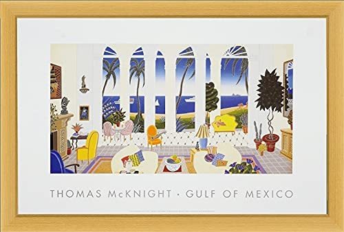 新品 トーマスマックナイト 南国風 アートポスター 額装付き 絵画 GULFOF MEXICO 絵 メキシコ湾 アート 壁掛け