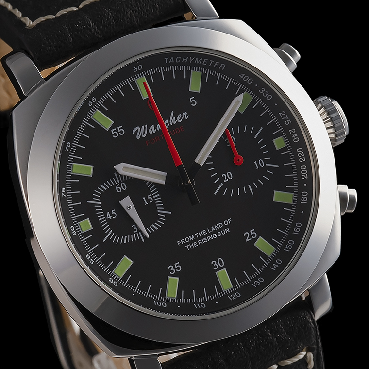 ●腕時計 手巻き機械式 パイロットウォッチ WANCHER「FORTITUDE2」70年代モータースポーツ スクエアインダイヤル クロノグラフ 新品/WW29BW_今回はこちらのベルトカラーです