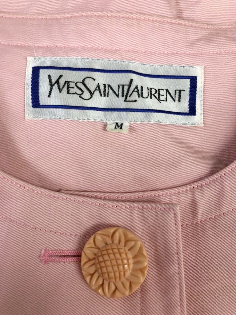 Vintage YVES SAINT LAURENT イヴサンローラン　レディース　ピンク　半袖　スカートスーツ セットアップ　上下　M表記_画像3