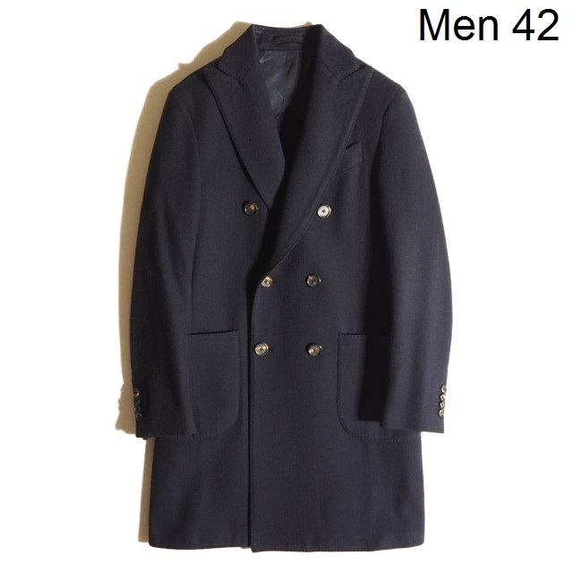 J0580P ▽LARDINI ラルディーニ▽ ウールカルゼ ダブルブレスト コート