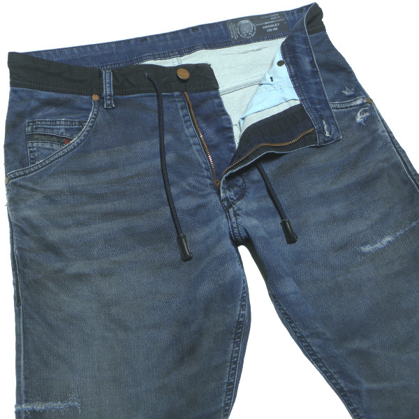 DIESEL KROOLEY CB-NE W30 ダメージ&リペア加工ジョグジーンズ デニム