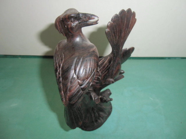 黒檀　木彫り　鳥　オブジェ　野鳥　　　半世紀前_画像3