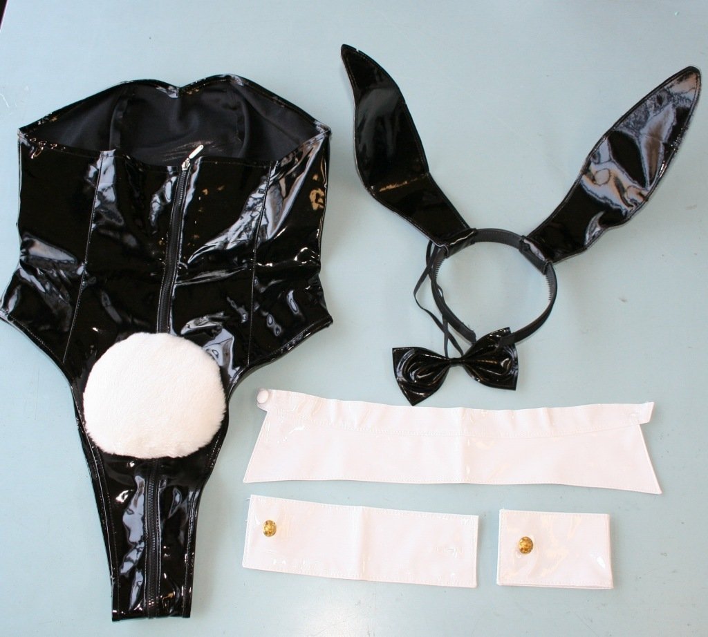  genuine article intention PVC cloth bunny girl costume set black color woman M size 
