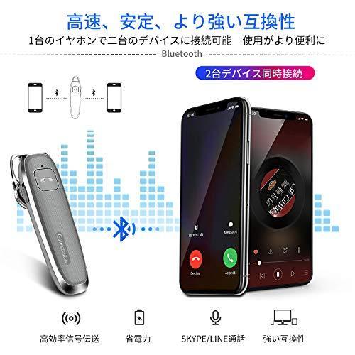 送料無料★Glazata Bluetooth 日本語音声ヘッドセット V4.1 片耳 高音質 ，超大容量バッテリー (グレー)_画像5