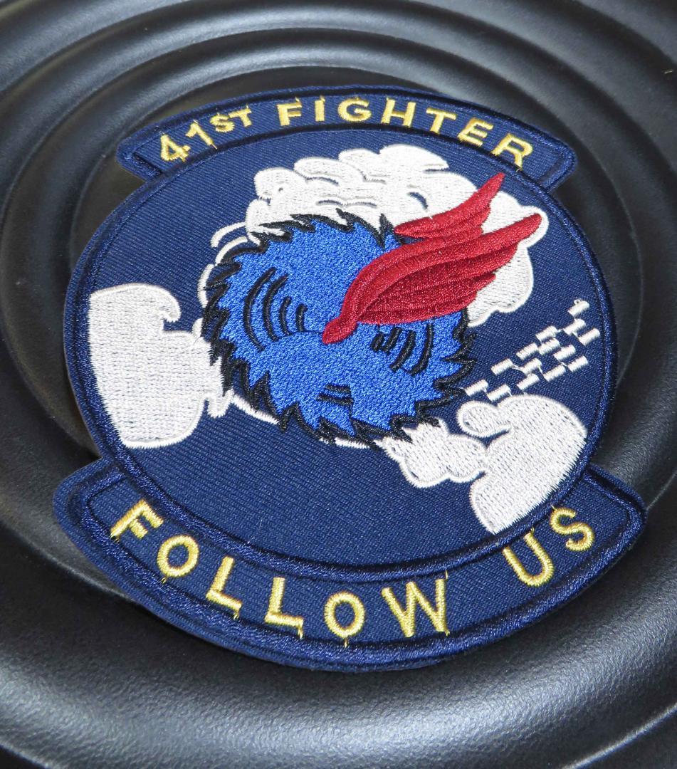 大型Typhoon◆新品　激シブ　アメリカ　US　FOLLOW US　 41st Fighter Squadron35th Fighter刺繍ワッペン（パッチ）ミリタリー1950朝鮮戦争