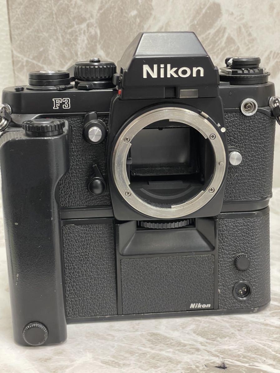 ①現状品・動作未確認・Nikon ニコン F3 ブラック ボディ 一眼レフ フィルムカメラ MD-4 モータードライブ MF-14 搭載 趣味 写真//INA125