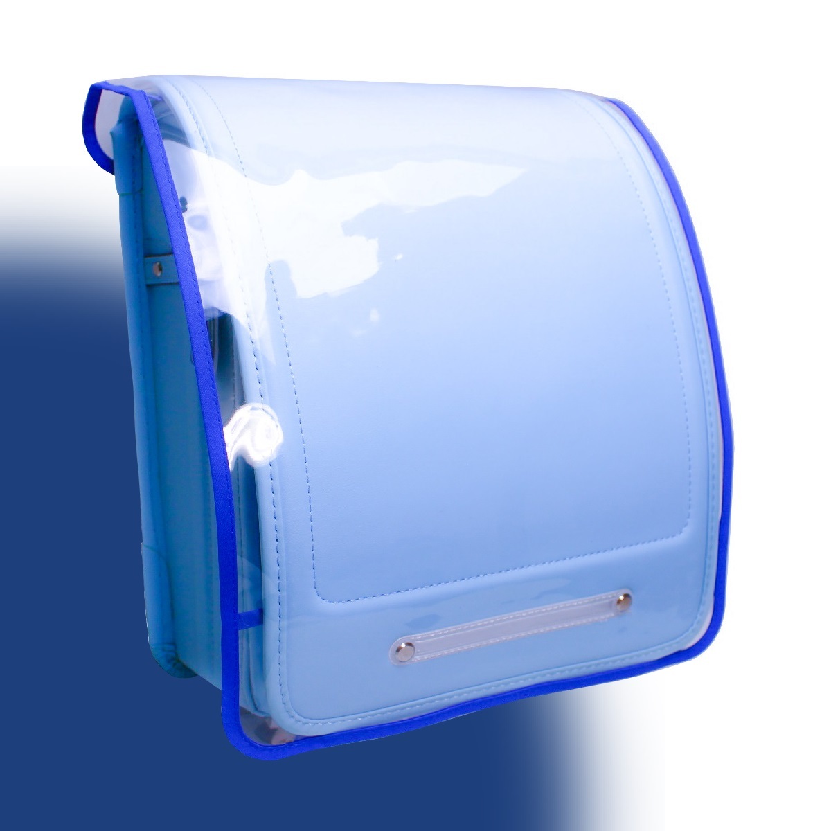 ランドセルカバー　透明　Clear×Solid　ブルー（難あり）