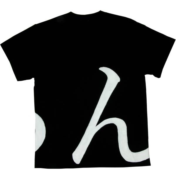 メンズ Tシャツ XLサイズ 黒 デッカイひらがなTシャツ 「あ」「ん」 ロゴTシャツ ブラック ハンドメイド 手描きTシャツ