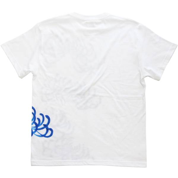メンズ Tシャツ Lサイズ 白 菊柄Tシャツ ホワイト ハンドメイド 手描きTシャツ 和柄