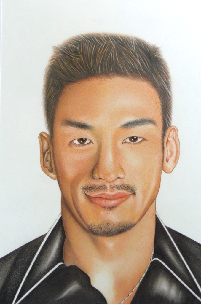 0 color pencil .* home delivery 80 size * portrait painting athlete soccer player Japan representative (235×350) picture middle rice field britain . illustration 